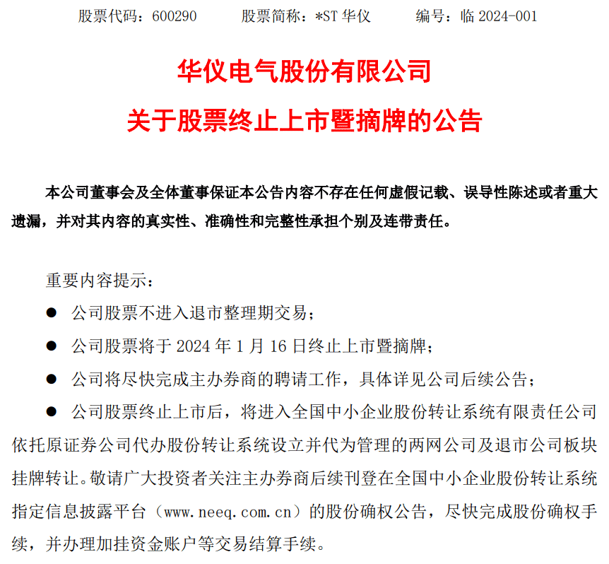 老牌上市公司官宣退市，成2024年退市第一股！曾连续6年财务造假！原实控人被罚60万并被终身禁入……