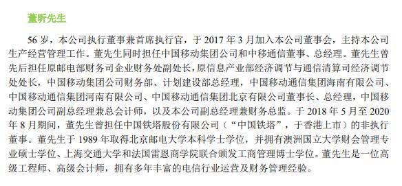 中国移动2022年年报中的董昕简介 图片来源:年报截图