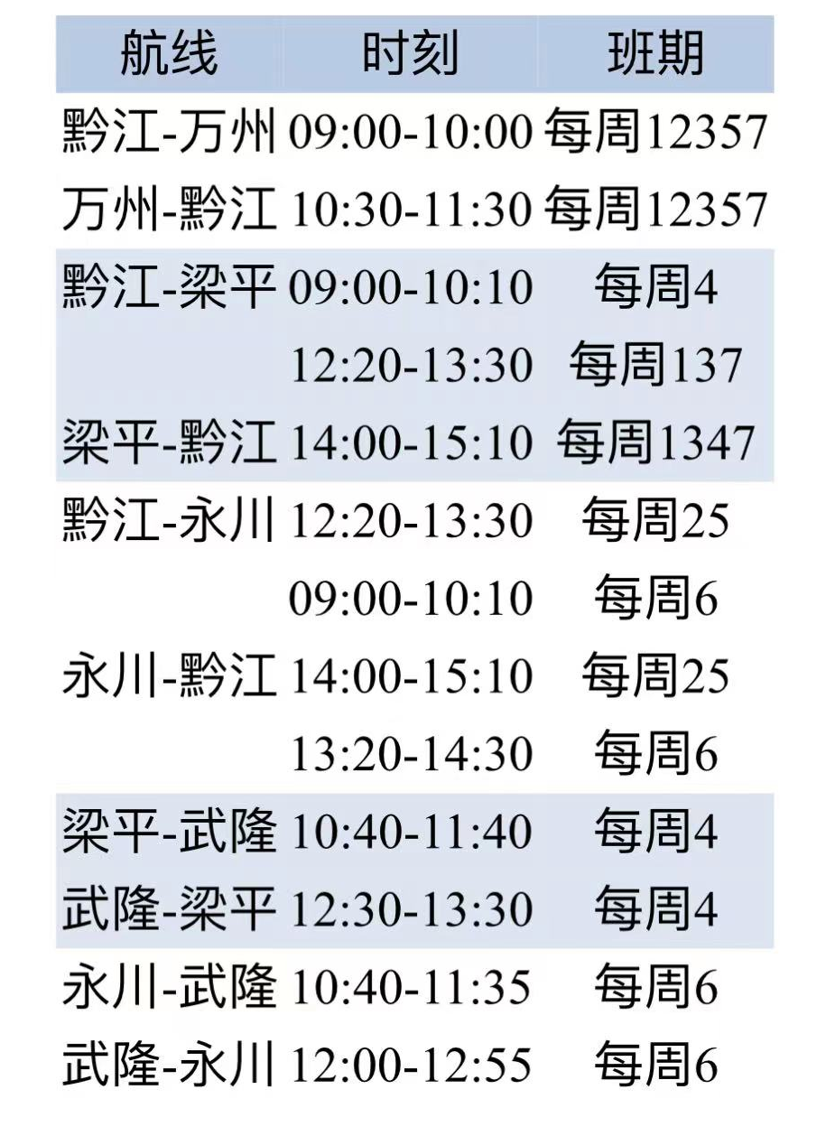 5条短途运输航线的时刻、班期。受访者供图