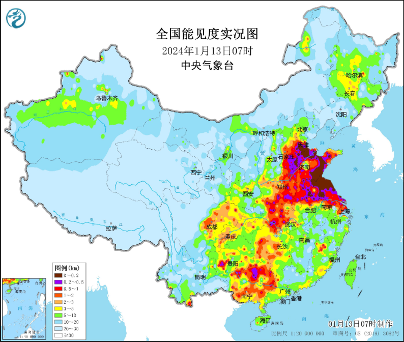 中央气象台：每 日 天 气 提 示（2024年01月13日）