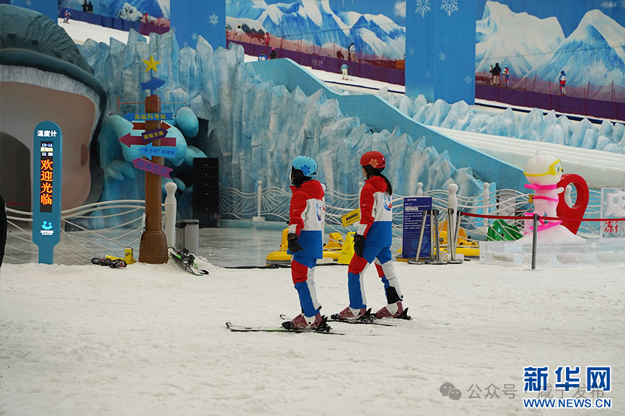 图为游客在香城滑雪馆游玩。新华网 陈周璇 摄