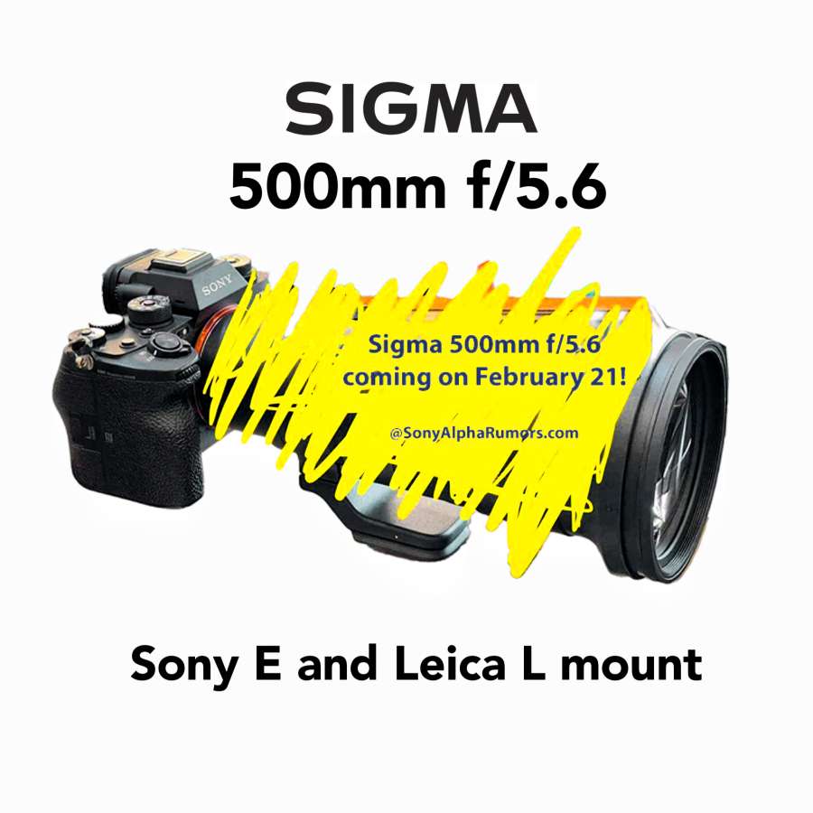 消息称适马 2 月 21 日发布 500mm F5.6 镜头，支持 E 和 L 卡口