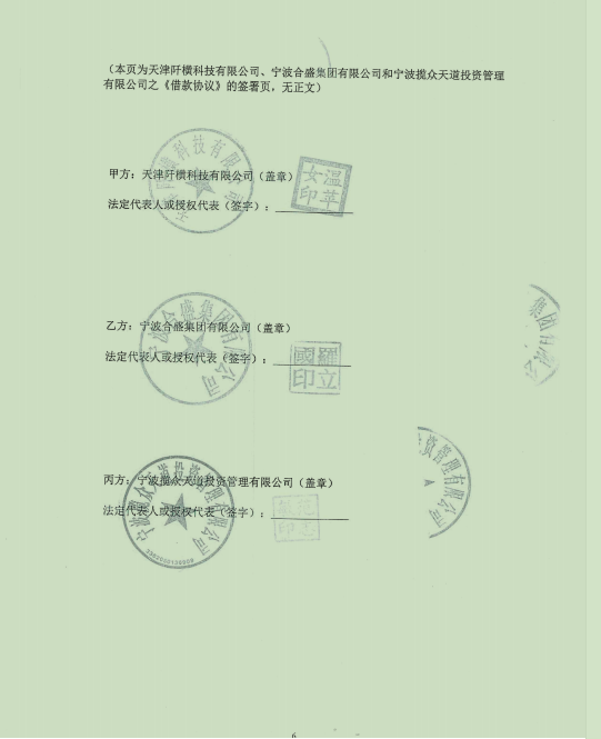 (图源:天津阡横、合盛集团、揽众天道三方借款协议)