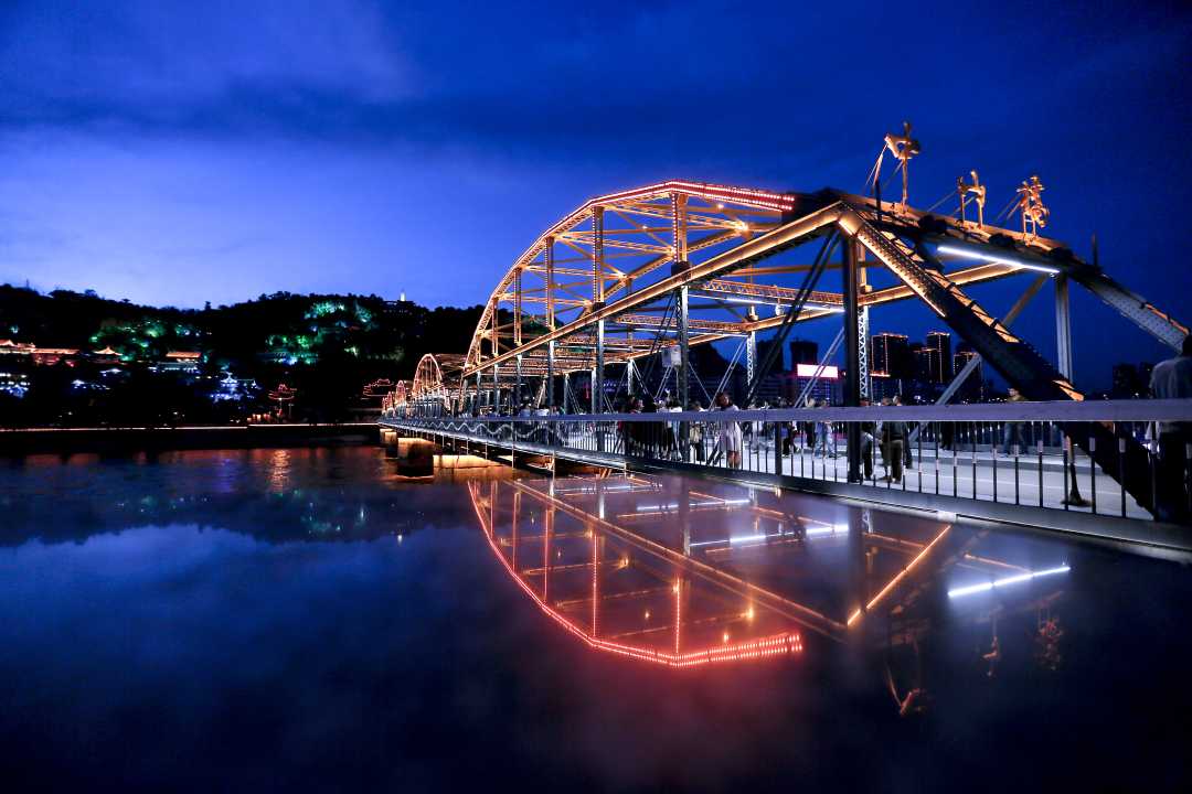 位于甘肃省兰州市的中山桥。（资料图片）