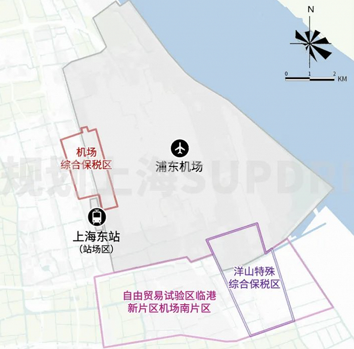 东方枢纽周边地区特殊功能区布局图。图片来源:上海城市发展战略规划研究报告2023