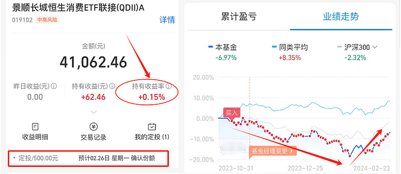 没想到我的这个定投竟然赚钱了