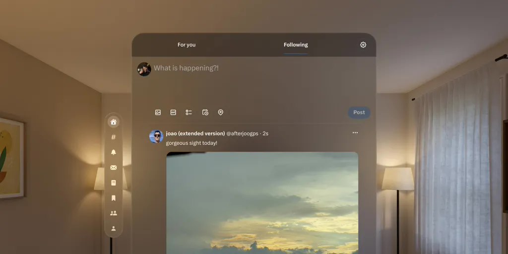 苹果头显能“刷推”了，X（推特）第三方 Vision Pro 客户端 Dusk 问世