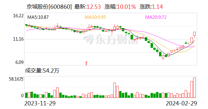 京城股份股价涨停 公司：储氢瓶等相关产品销售收入对业绩贡献度有限