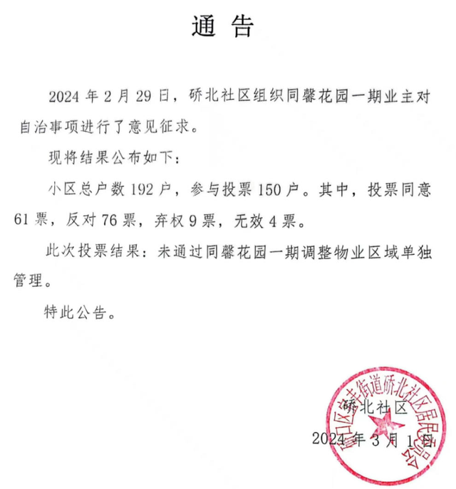 硚北社区居委会发布通告 受访者供图