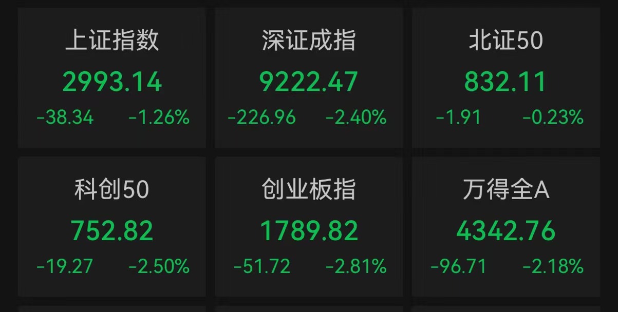 沪指失守3000点，算力概念股大跌