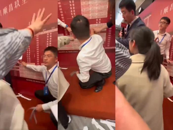 网传顺昌玖里选房现场视频截图。