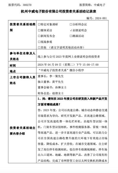 ▲中威电子公告截图