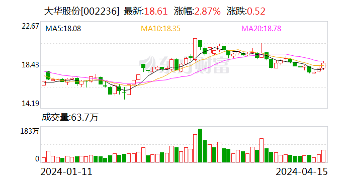 大华股份：一季度净利润5.61亿元 同比增长13.26%