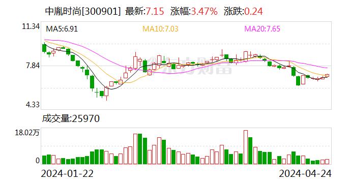 中胤时尚：2024年第一季度亏损239.62万元