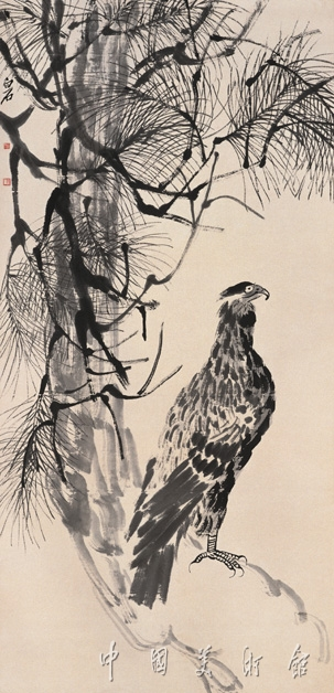 《鬆鷹》 齊白石 1930-40s 中國畫 152.7×74cm 中國美術館藏