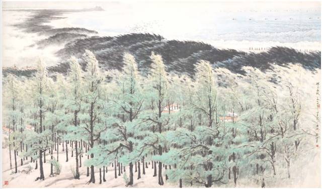 《綠色長城》 關山月 1974 年 232×396cm 紙本設色 廣東美術館藏