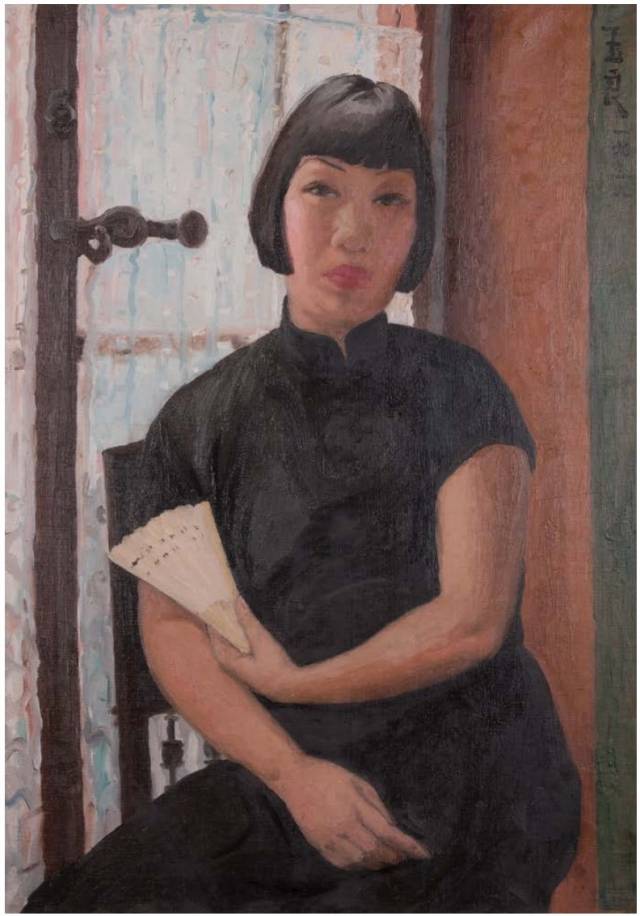 《執扇自畫像》 潘玉良 1939 年 91×64cm 布面油畫 安徽博物院藏