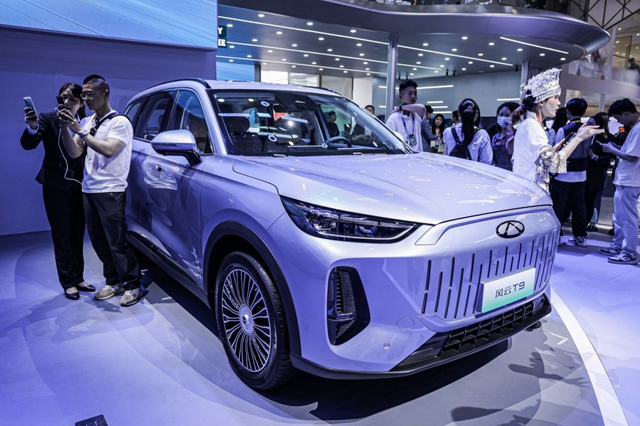   在北京中國國際展覽中心順義館舉行的2024北京車展上，奇瑞汽車展出的新車型風雲T9。（受訪者供圖）