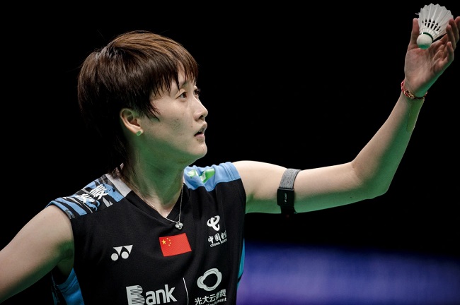 2024年4月13日，陳雨菲在亞洲羽毛球錦標賽女子單打準決賽中。新華社記者 江漢攝