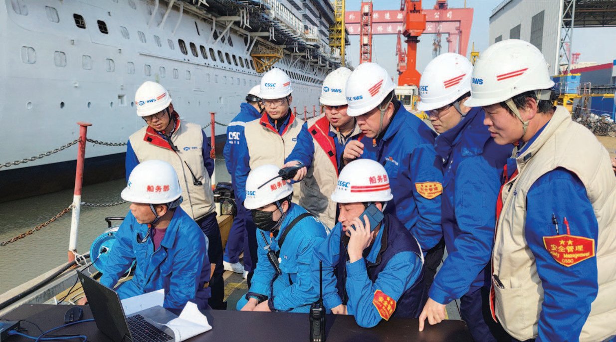 上海外高橋造船有限公司郵輪項目部大型郵輪建造管理團隊。（上海外高橋造船有限公司供圖）