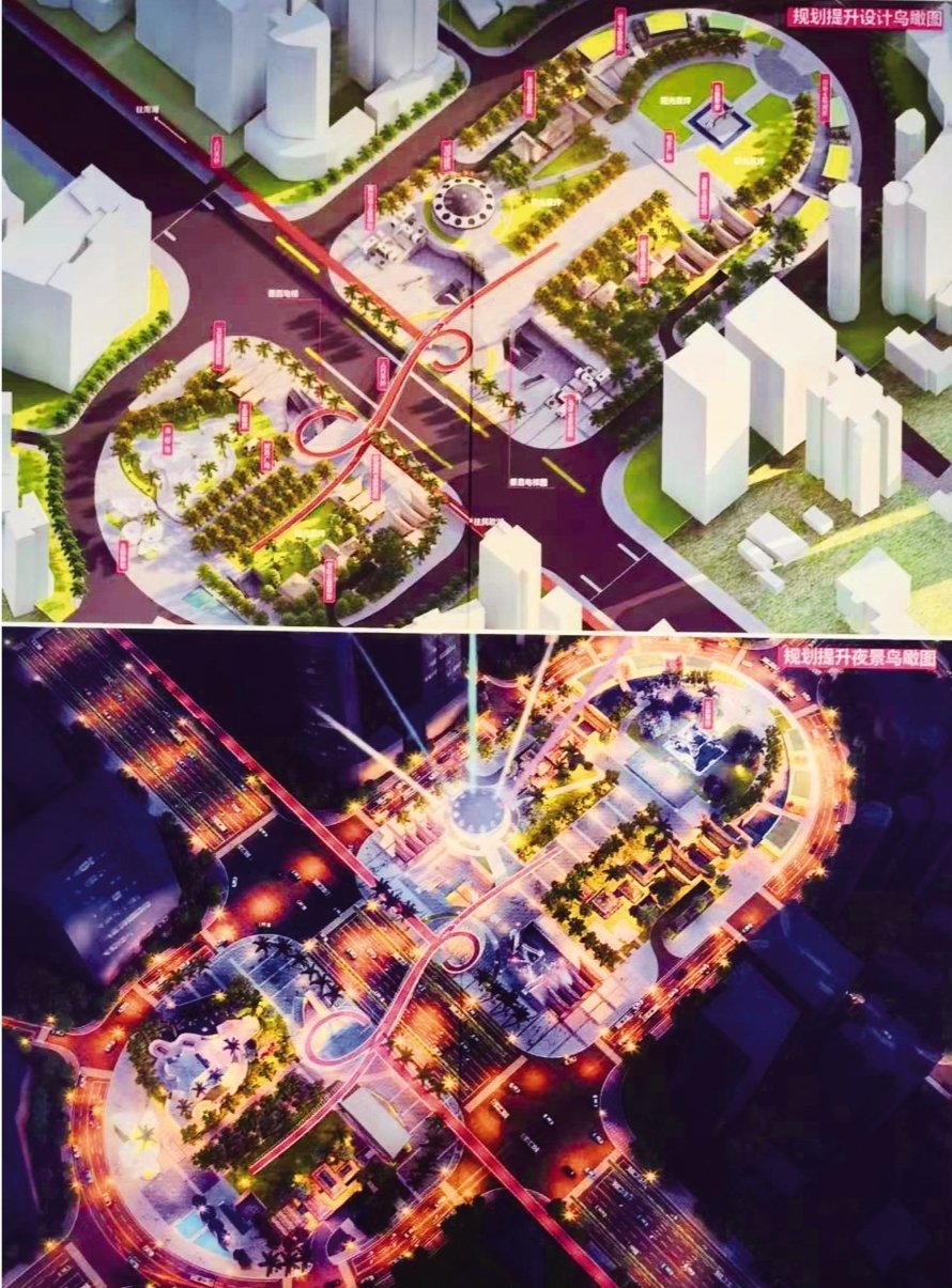 金湖广场规划提升设计鸟瞰图。记者 易治平 摄