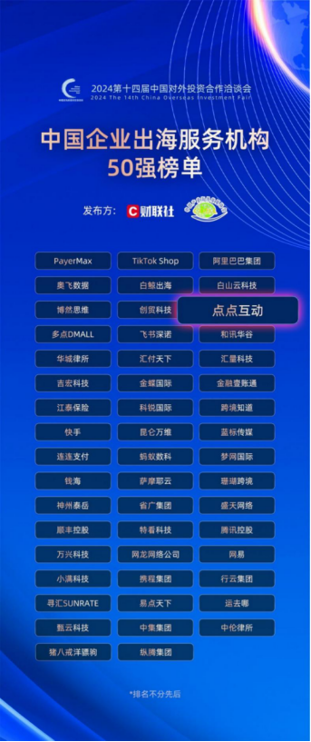点点互动入选中国企业出海服务机构50强