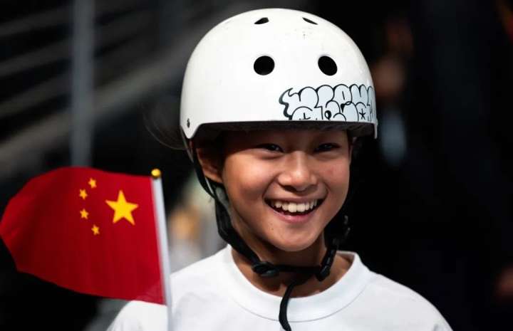 資料圖:11歲的中國滑板運動員鄭好好。