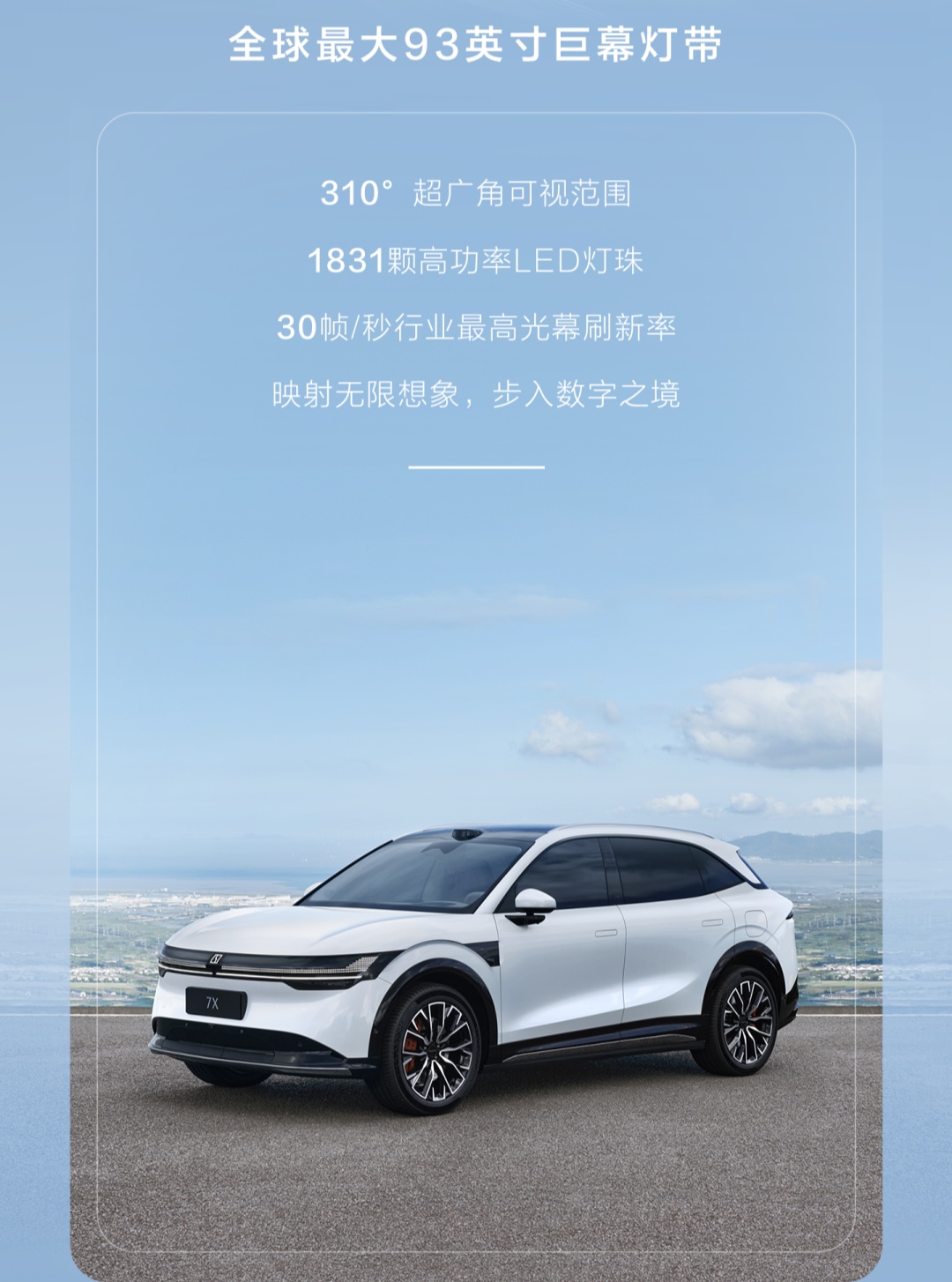 极氪 7X 汽车一体式智慧灯幕细节公布:1831 颗 LED 灯珠、12 种招呼灯语