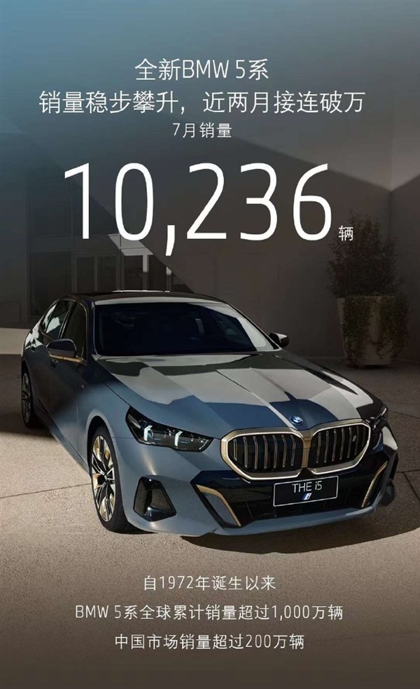 宝马5系发布战报:连续2月销量破万 保值率位列前二