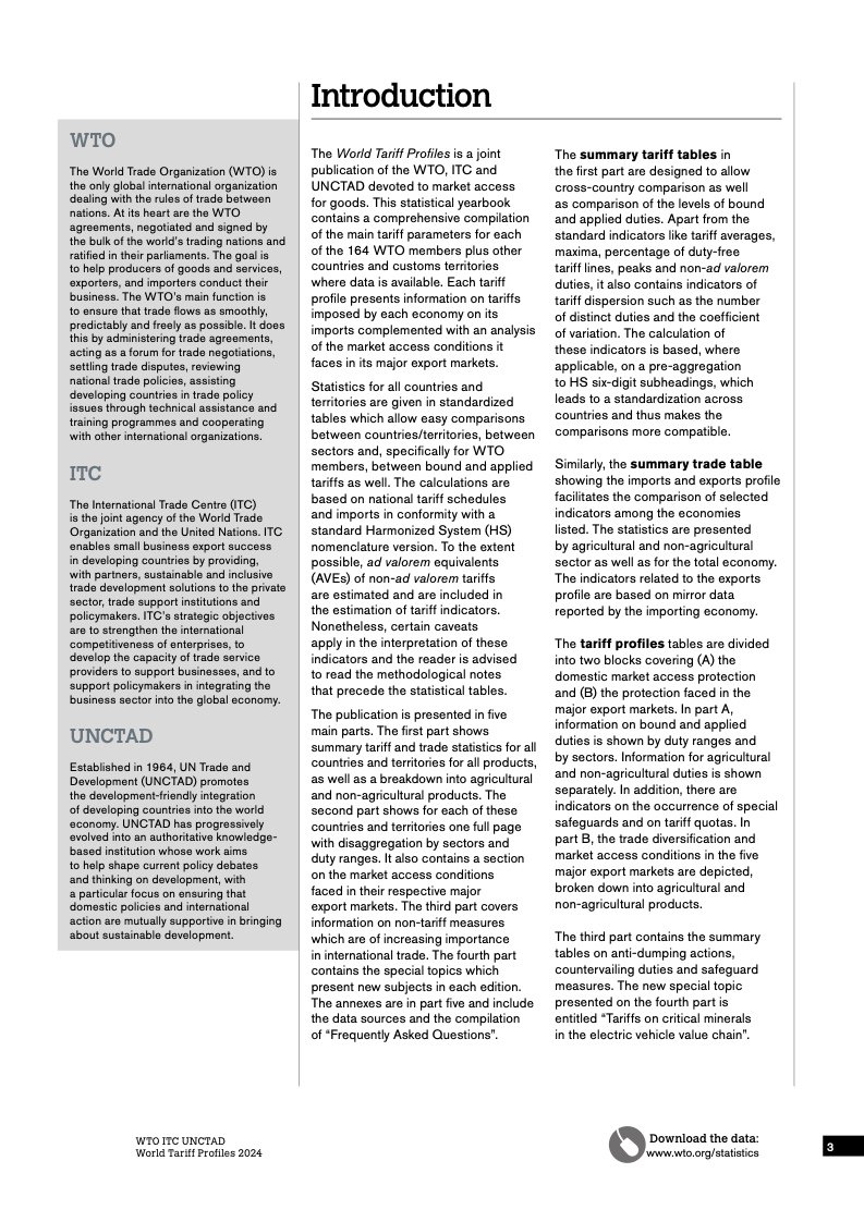 WTO：2024年世界关税概况