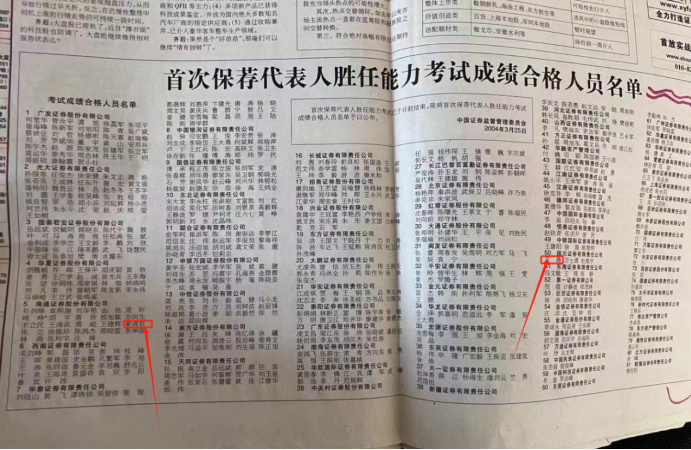 图为首批保代名单,近期陷入“调查”漩涡的当事人均为其中一员
