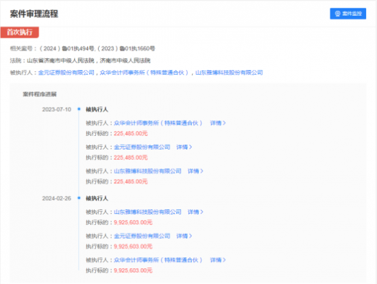 金元证券今年被执行992万 副总田原在五矿证券时曾被监管谈话