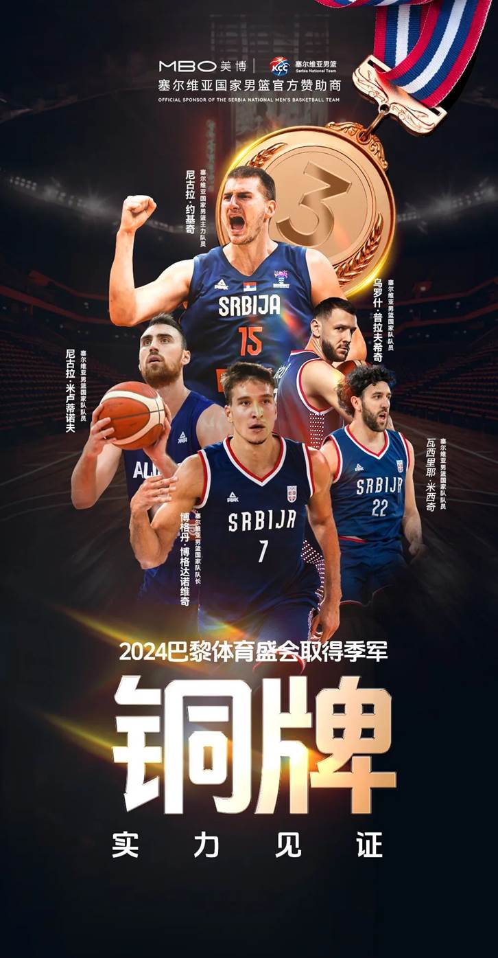 塞尔维亚国家男篮获得2024年巴黎盛会季军