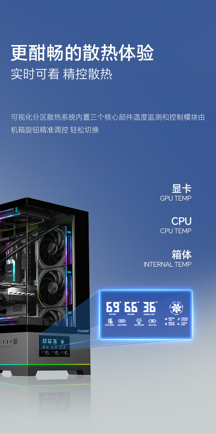 前部三旋钮数显面板,安耐美推出 Pano D58 全景 ATX 海景房机箱