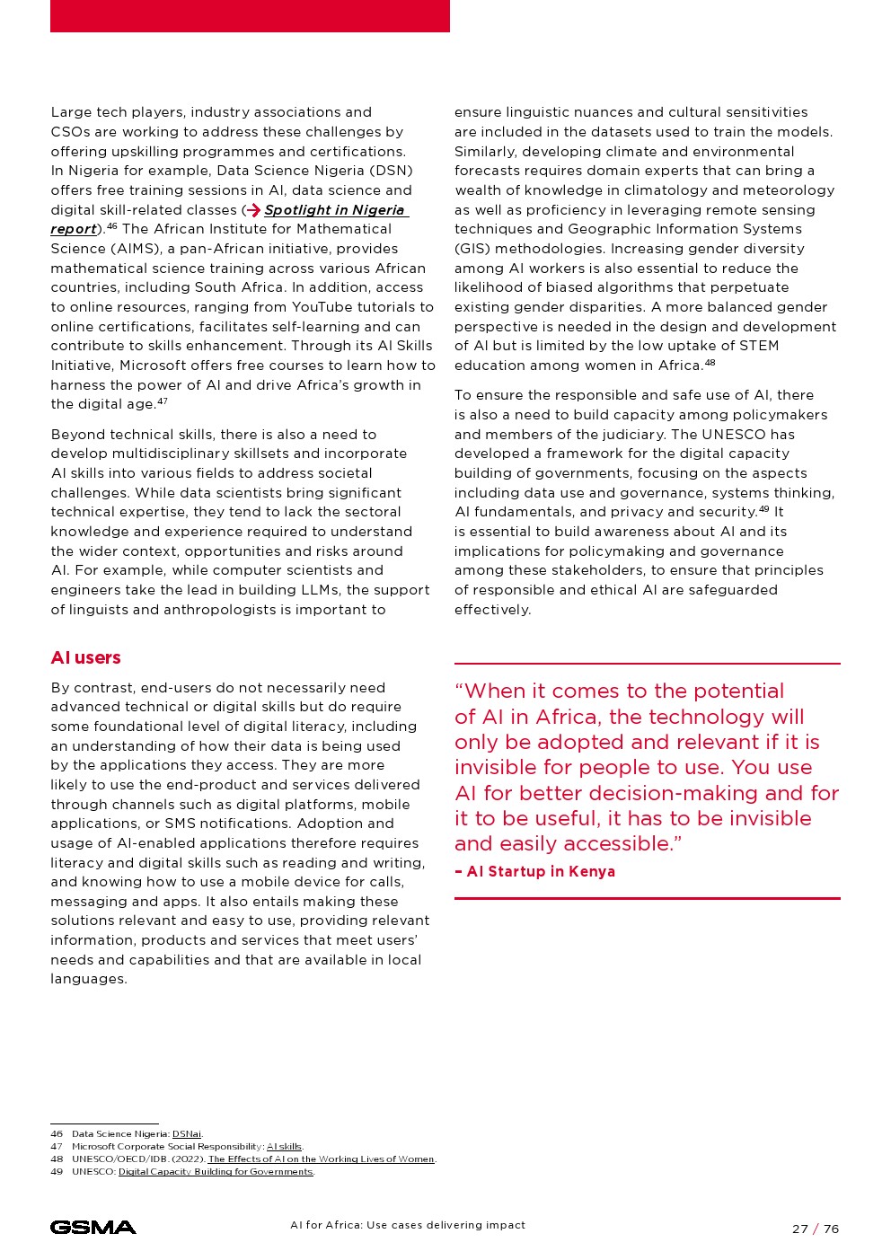 GSMA：非洲人工智能：产生影响的用例