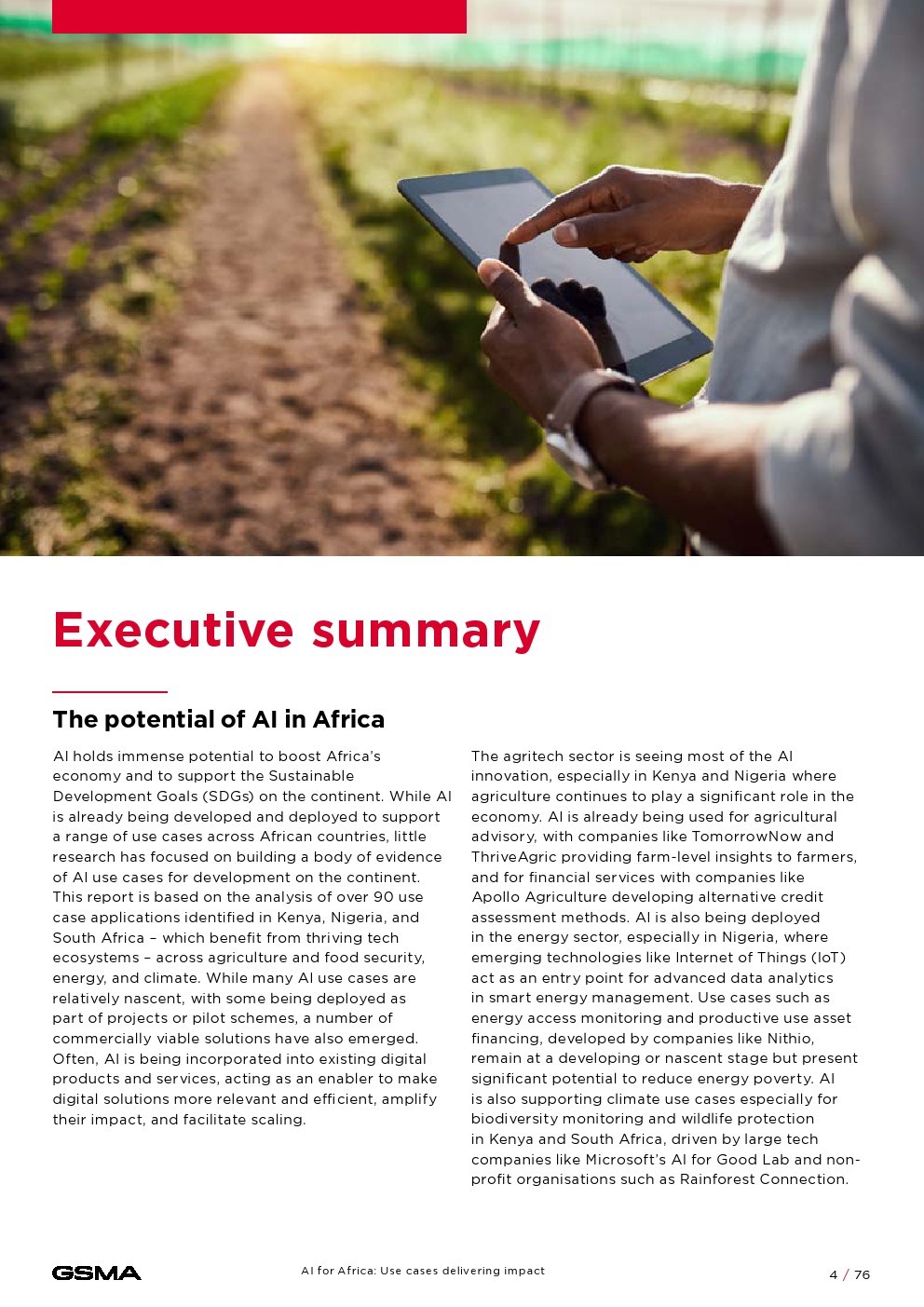 GSMA：非洲人工智能：产生影响的用例