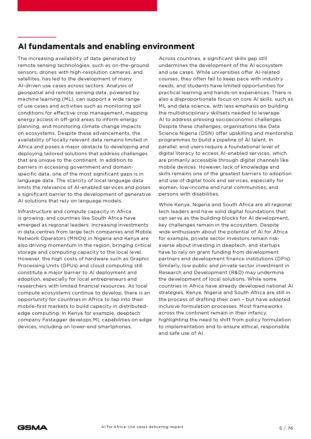 GSMA：非洲人工智能：产生影响的用例