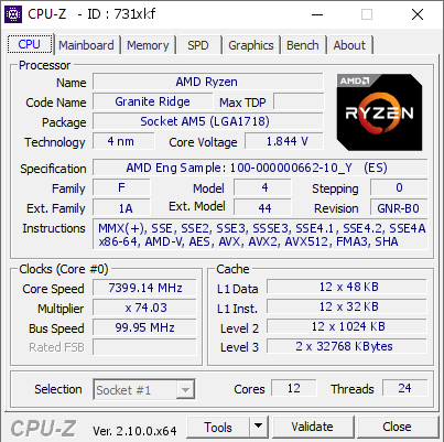 Zen5超频新记录!AMD锐龙9 9950X全16核飚到7.45GHz、9900X 7.4GHz