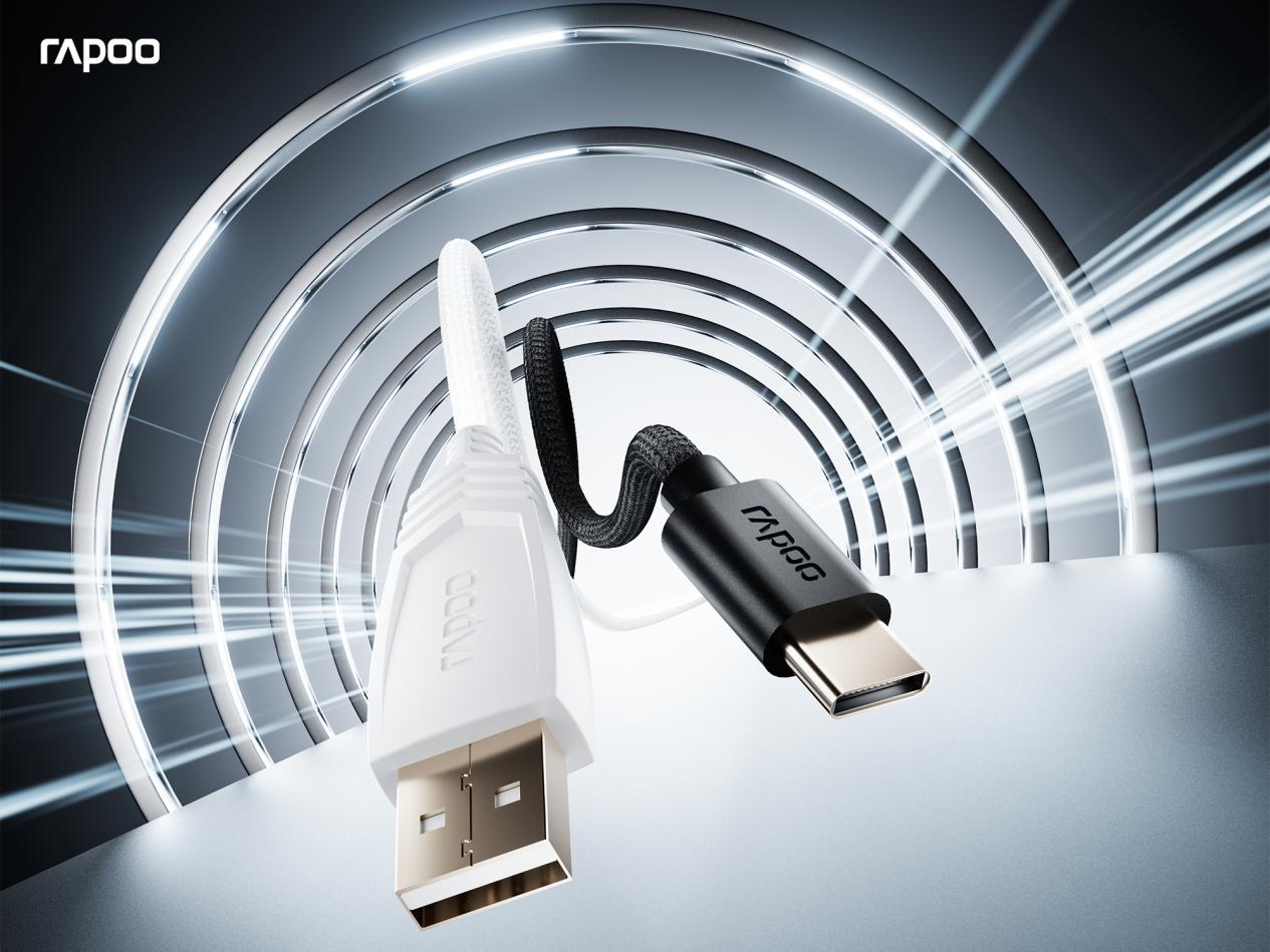 支持8K回报率雷柏P2-AC外设电源伞绳数据线（USB-A+USB-C）上市