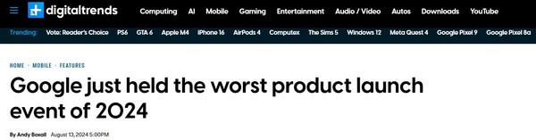 外媒吐槽谷歌发布会：炒AI冷饭 怀念过去纯粹的发布会
