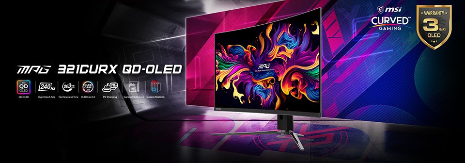 4K+240Hz,微星推出 MPG 321CURX QD-OLED 曲面电竞显示器