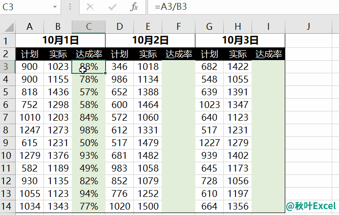 Excel 中使用 Ctrl+R 和 Ctrl+D 完成隔行填充或隔列填充