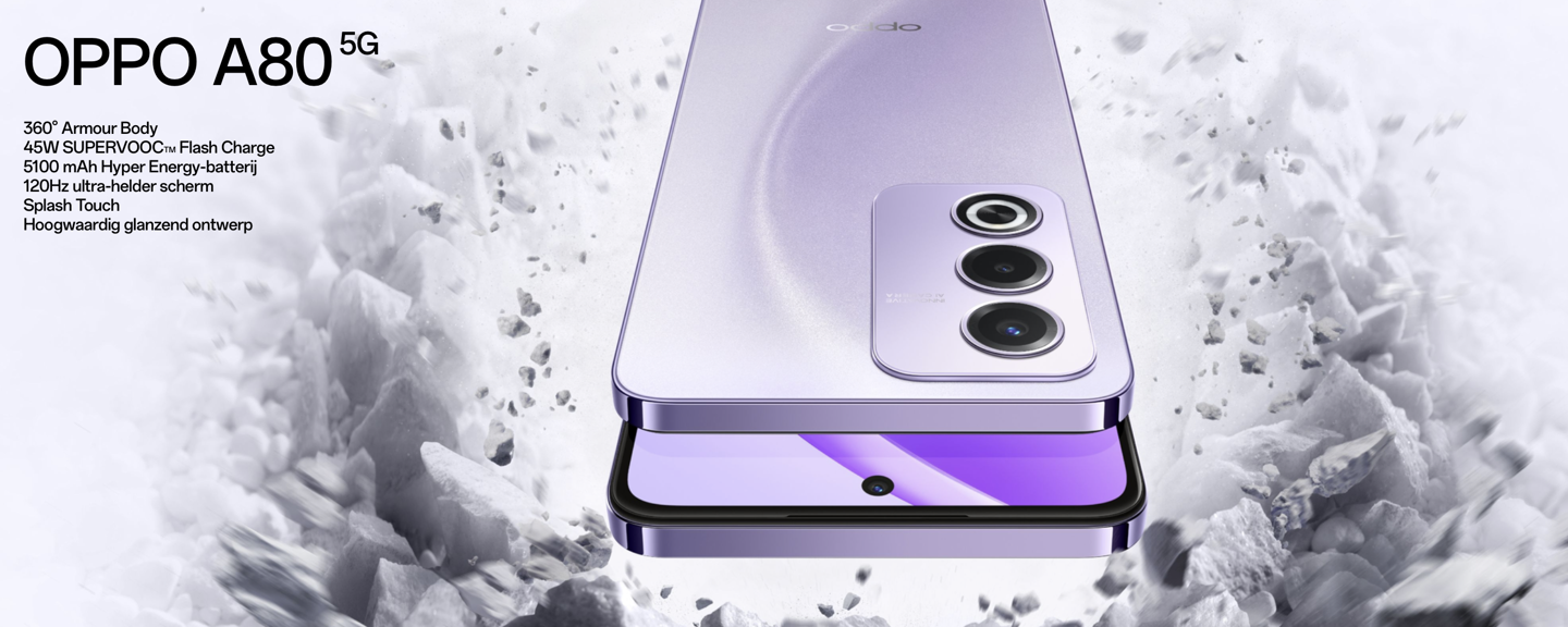 OPPO A80 5G 手机海外发布:天玑 6300 + 8G + 256G 售 299 欧元