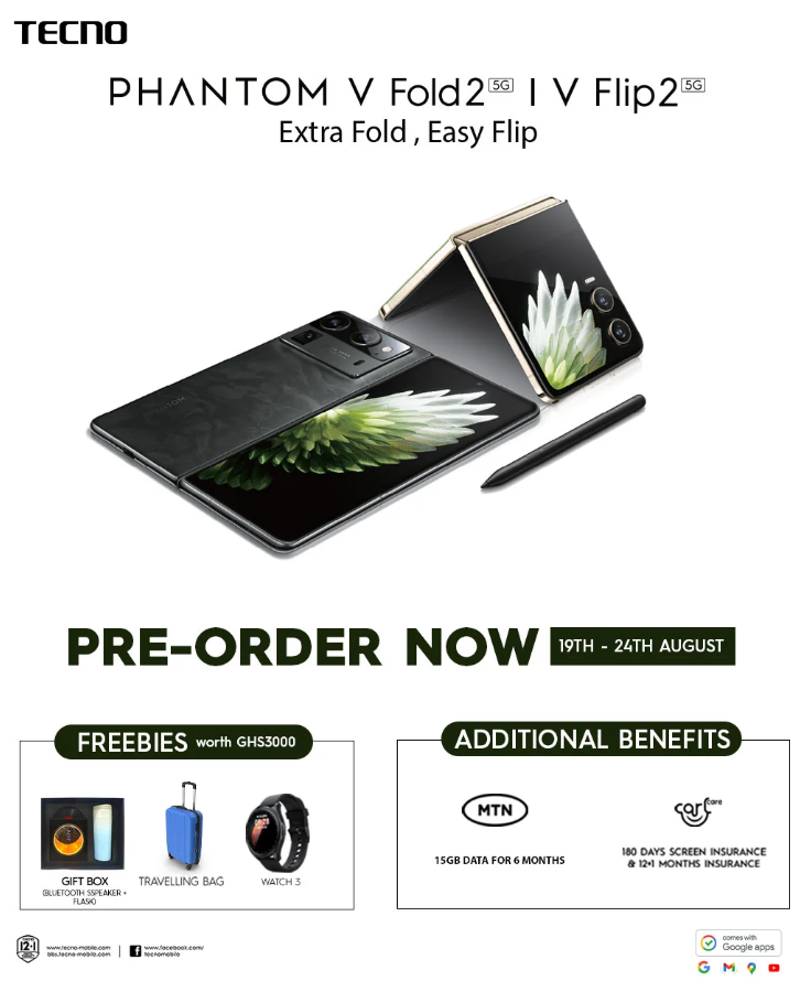 传音 Tecno Phantom V Fold2 / Flip2 折叠屏手机外观公布,换装矩形相机模组