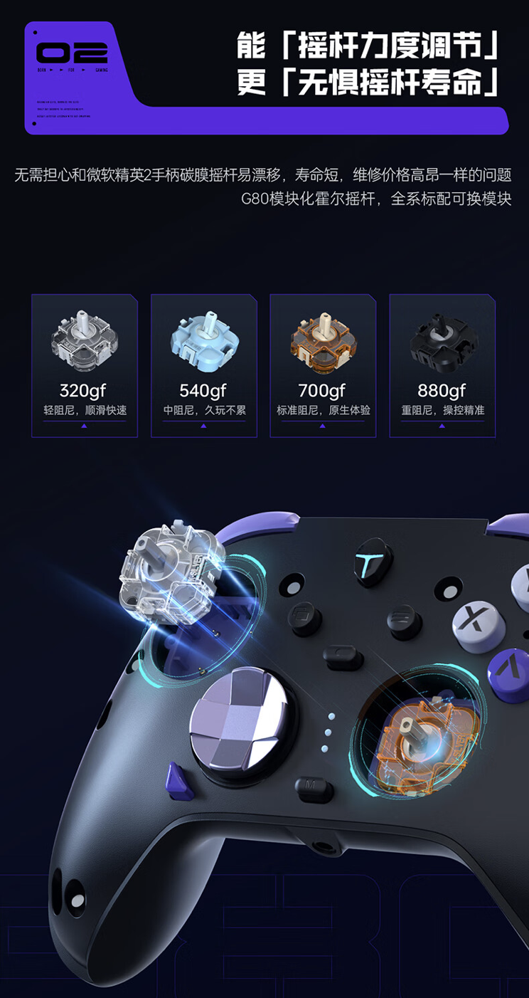 雷神 G80 三模游戏手柄上架:四马达 H 桥急停、扳机微动霍尔双切换,299 元起