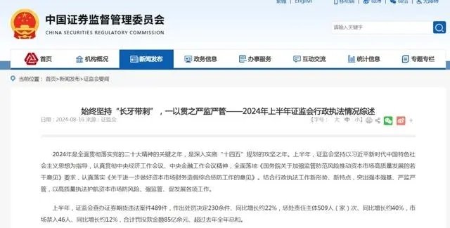 合计罚没85亿!上半年,证监会“长牙带刺”整顿市场