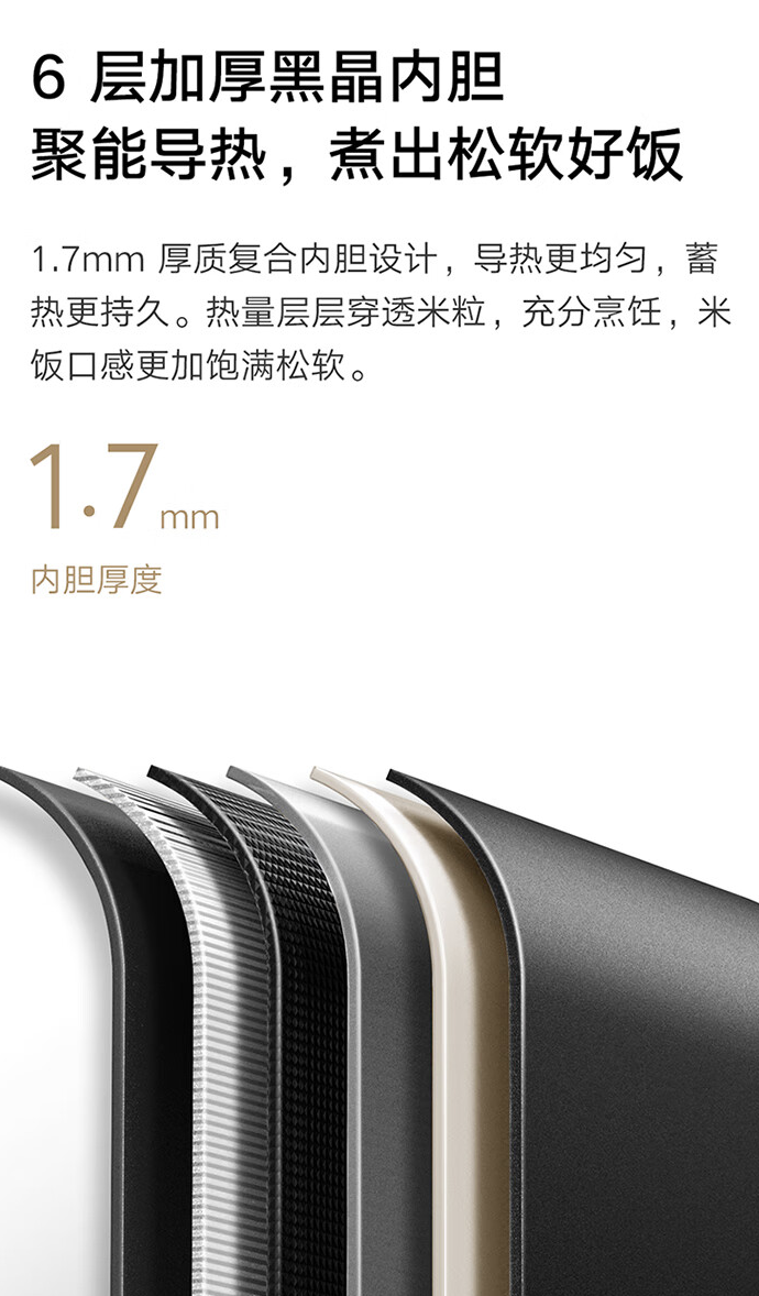 小米米家电饭煲 N1 新增 1.6L 容量版:1.7mm 黑晶内胆、28 分钟快速煮饭,169 元