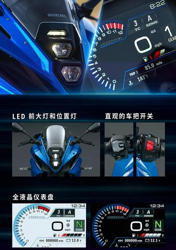 9.98万 铃木GSX-8R运动型摩托车上市:双缸四冲程