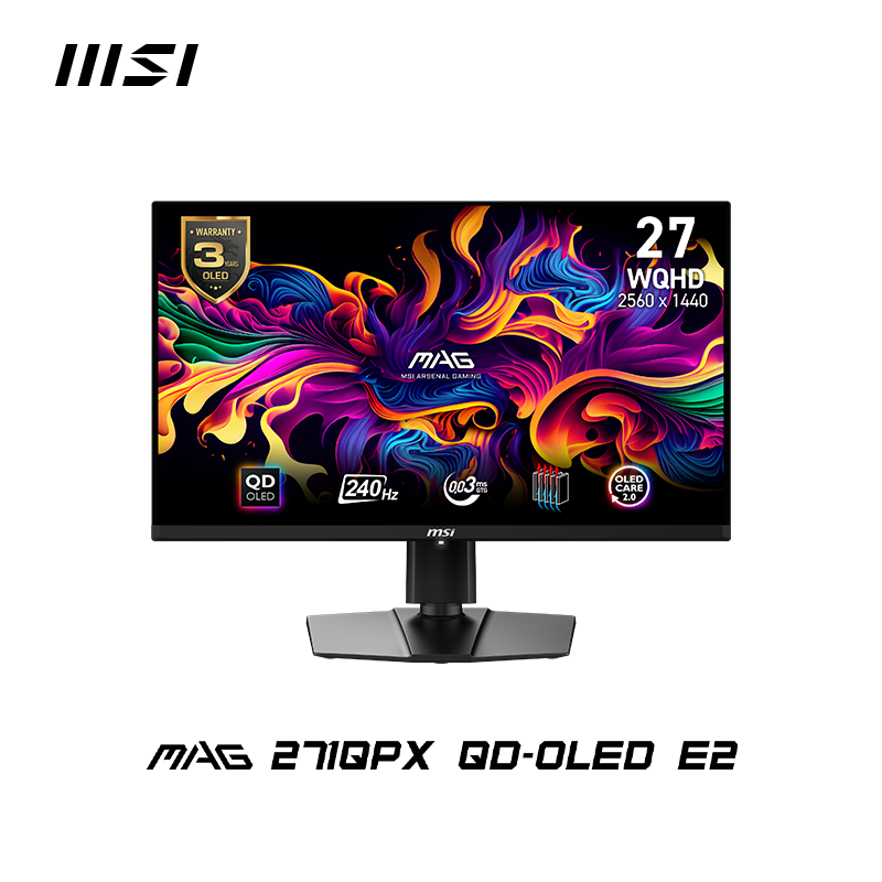 微星 26.5 英寸 MAG 271QPX QD-OLED E2 显示器开售:2K 240Hz,首发价 3999 元