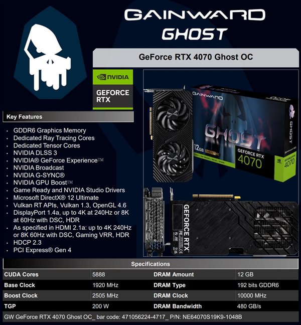 RTX 4070 GDDR6悄悄发布:显存降级 1分钱也不便宜!